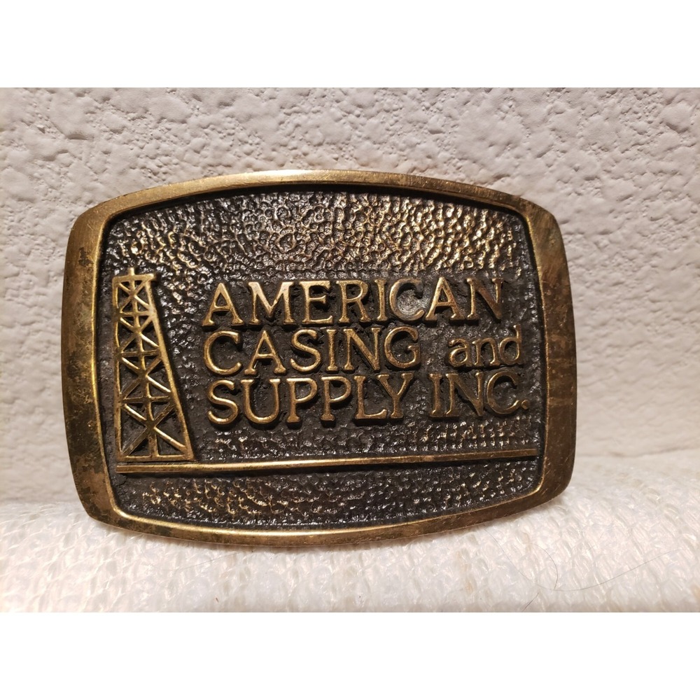 American Casing & Supply Advertising Oil Field Belt Buckle Solid Brass
